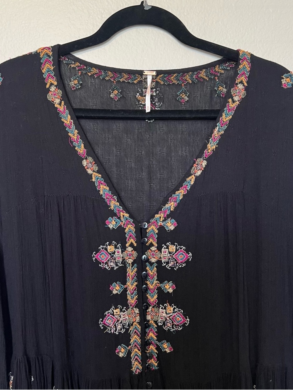 Free People Arianna Embroidered Blouson Tunic Multicolor Embroidery - Picture 7 of 11